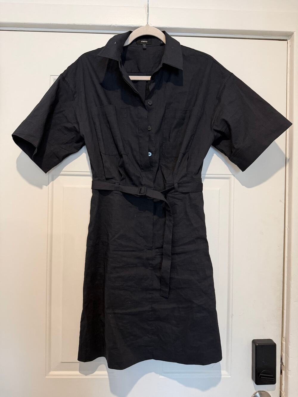 Theory Linen Blend Belted Dress